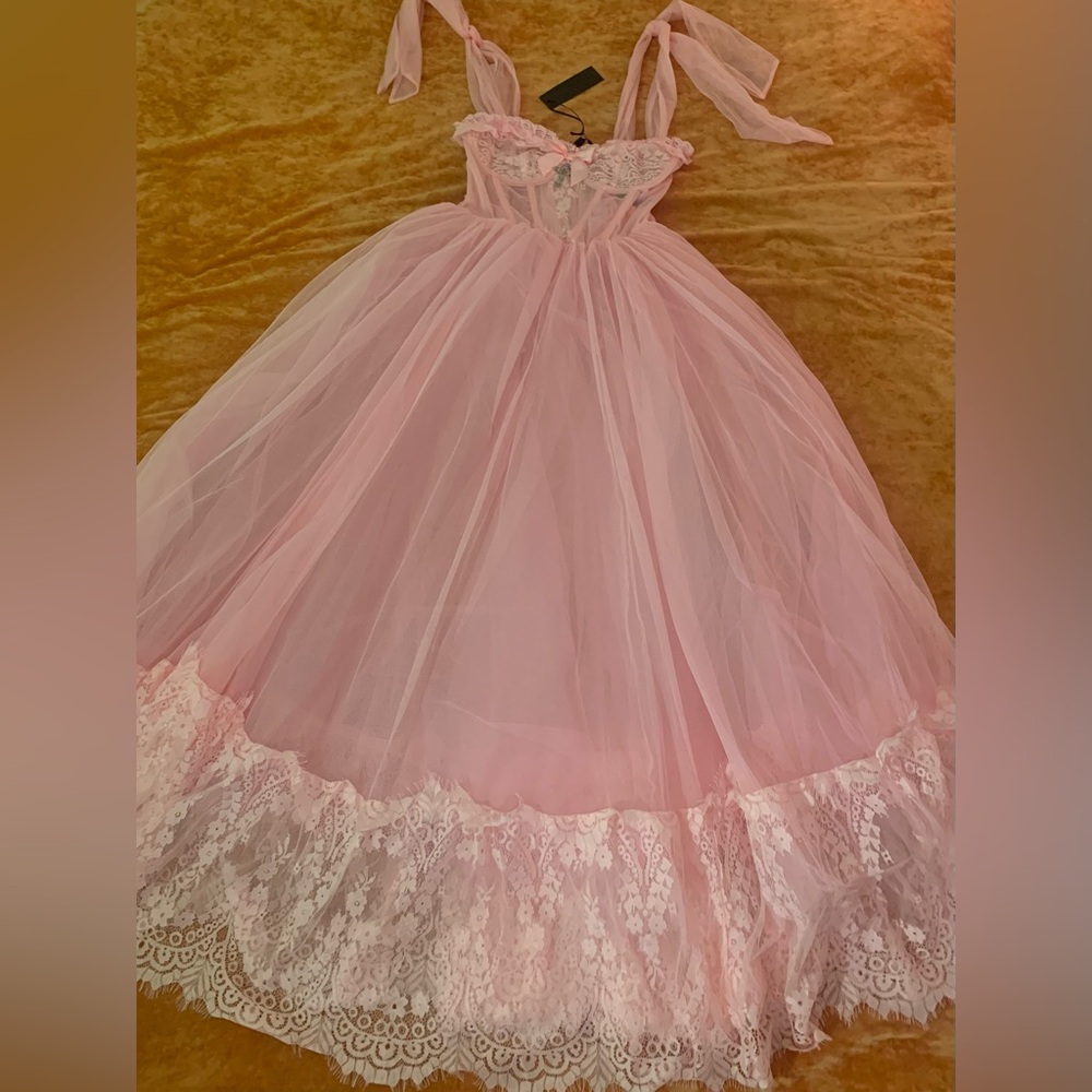 NWT Widow Death Becomes Her Goth Gown in Pink Lace Sz M